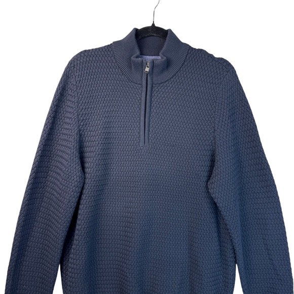 Joseph Abboud Sweater Large Men's Navy Blue Textured Quarter Zip Long Sleeve - Picture 4 of 12